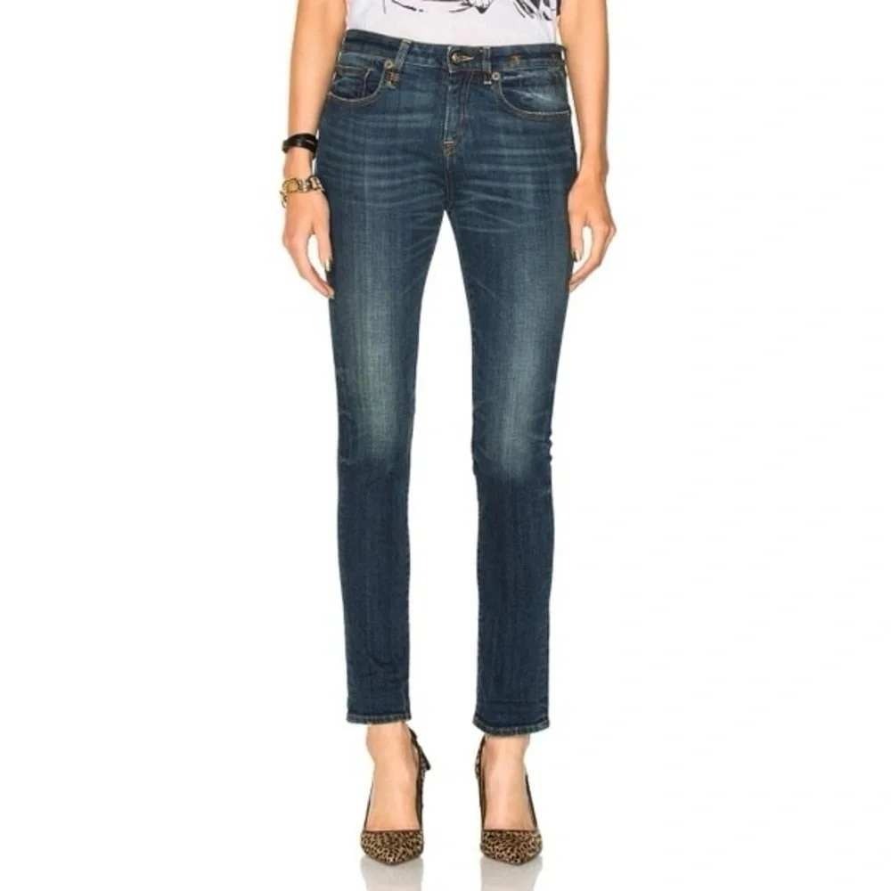 R13 Kate Skinny Jeans Women 28 Dark Vintage Blue Low Rise Made in Italy R13W4021